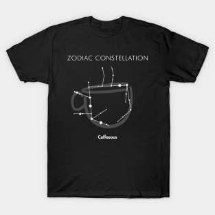Zodiac constellation Coffeeous. Coffe illustration dark. T-Shirt
